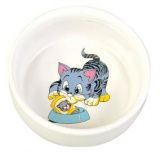 Миска для кошек Trixie Котик с миской керамическая 300 мл.